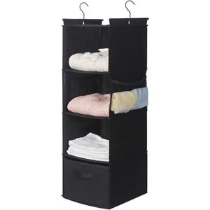 Organisateur de placard suspendu à 4 étagères 33x15x85cm pliable avec poches latérales pour le rangement de la chambre - Product Image 3