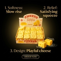 Jouet anti-stress en forme de cube de fromage jaune, à remontée lente, doux et sensoriel, pour le bureau