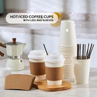 Vente en gros de gobelets jetables étanches en papier noir à double paroi avec logo personnalisables avec couvercle