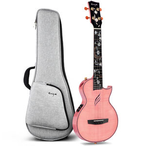 Ukelele Tenor Enya E6 de 26 pulgadas, acabado de alto brillo de arce flameado sólido con pastilla AcousticPlus incorporada y ukelele de lujo - Product Image 6