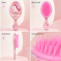 Brosse à cheveux rectangulaire en nylon imperméable, mignonne, avec balles de massage en mousse transparentes arc-en-ciel et picots colorés, vente directe usine