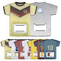 Fabricant de gros personnalisé pas cher Sublimation époxy blanc métal acier inoxydable aimant T-shirt forme Logo ouvre-bouteille de bière