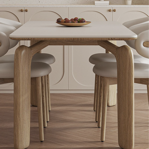 Mesa de comedor Rectangular blanca moderna, placa de roca de madera maciza, madera de Fresno importada, apartamento pequeño, losa grande, forma de piedra, uso en el baño - Product Image 6