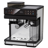 Machine à café expresso professionnelle Bean-to-Cup avec moulin intégré, double chaudière, système numérique automatique de mousse de lait et poignée pour capsules