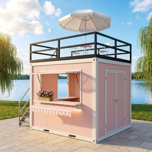 Kiosque conteneur préfabriqué rose de 10 pieds à deux étages avec balcon d'observation pour cafés et espaces commerciaux photogéniques - Product Image 1