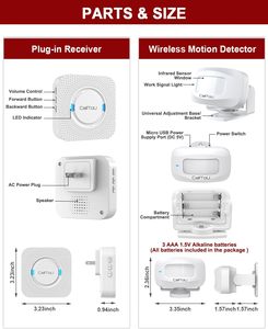 Daytech Home <span class=keywords><strong>PIR</strong></span> <span class=keywords><strong>Sensor</strong></span> de movimiento receptor alarma SOS función portátil inalámbrico 10m rango de detección para pacientes ancianos con demencia - Product Image 6