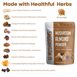 Café de champiñones de etiqueta privada, polvo de café de champiñones Reishi Chaga orgánico con leche de almendras, café de champiñones 10 en 1 - Product Image 4