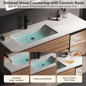 Mueble de Baño Elegante y Sencillo de Estilo Lujoso con Gabinete de Madera Sólida, Lavabo Individual y Espejo Inteligente con Almacenamiento - Product Image 5