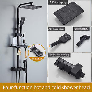 Set Pancuran mewah baja tahan karat dipoles, keran termostatik, pipa semprot lembut untuk pemanas air kamar mandi rumah Yuba - Product Image 4