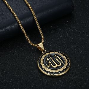 Collier pendentif rond en résine plaqué or en acier inoxydable avec symbole lettre, bijou unisexe, cadeau - Product Image 2