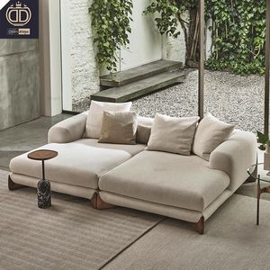 Sillón <span class=keywords><strong>Chaise</strong></span> <span class=keywords><strong>Longue</strong></span> de <span class=keywords><strong>Diseño</strong></span> Nórdico Wabi-Sabi, Tapizado en Tela Gris, Estilo Moderno <span class=keywords><strong>Italiano</strong></span> de Lujo - Product Image 2