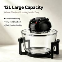 Friteuse à air Light Wave, capacité 10L, commande numérique, usage domestique, matériau en verre