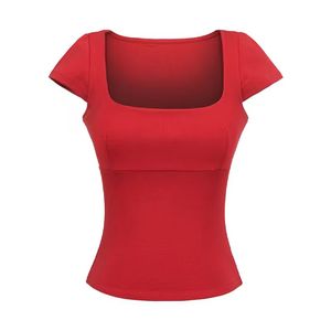 Combinaison T-shirt moulante en polyester à col carré pour femme – Collection été - Product Image 3