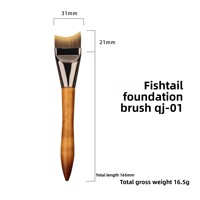 Kuas Foundation Bulu Sintetis Tipis Ultra Tipis 2 in 1 Bentuk Ekor Ikan untuk Label Pribadi