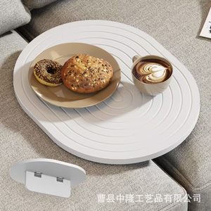 <b>Large</b> oval wooden snack/breakfast <b>tray</b> for home use, made of solid wood, non-slip and durable. - Product Image 2