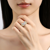 Réduire les bijoux après-vente couleur longue durée bague remplie d'or 14 carats bague en moissanite design papillon de luxe en argent 925