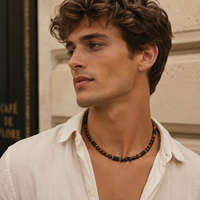 Collier tendance en pierre naturelle œil de tigre, ensemble de colliers en acier inoxydable étanche pour hommes