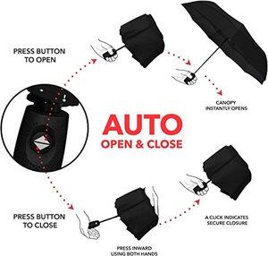 Paraguas de Negocios Clásico Popular de Tela Pongee, con Revestimiento a Prueba de Viento y Agua, Apertura Automática, Doble Capa, 3 Pliegues, Color Negro, Marca <span class=keywords><strong>Chensheng</strong></span> - Product Image 3