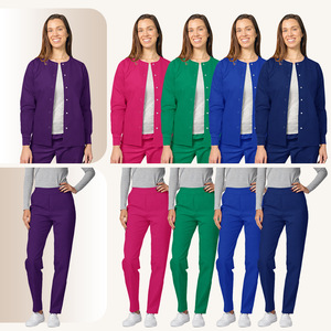 Women Long Sleeve <b>Scrub</b> Set Moisture Wicking Split Uniform Hospital Workwear For Nurses Doctors Professionals - Product Image 1