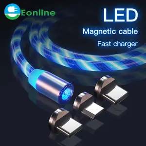 LED Glow Flowing Magnet Ladegerät USB-Kabel Typ C Micro USB C XPIN Aufladen für Android Magnet kabel Ladekabel