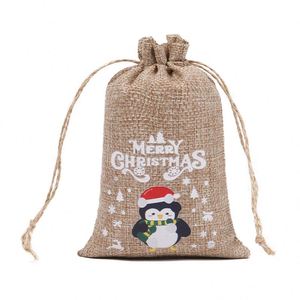 10*15cm Natural Jute Stock Flax Storage Sack Merry Christmas Reusable Jute Pouch Custom Print Drawstring Linen Bread Storage <b>Bag</b> - Product Image 4