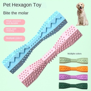 ของเล่นสัตว์เลี้ยง ของเล่นสุนัขรูปหกเหลี่ยม อุปกรณ์สำหรับสุนัขและแมว แท่งกัดสำหรับทำความสะอาดฟัน บรรเทาอาการคัน ทนทานต่อการกัด - Product Image 2