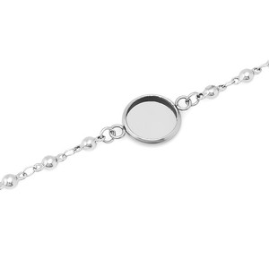 Stainless Steel <b>Beaded</b> <b>Bracelet</b> With Circle <b>Charm</b> And Heart Pendant Jewelry Findings - Product Image 2