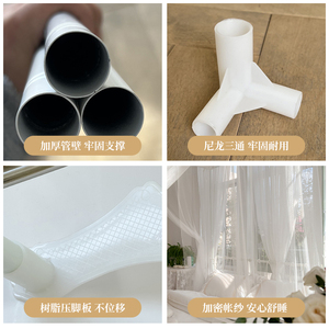 Nouvelle moustiquaire de lit française d'été, à trois portes, avec lanières, en tissu épais, pour chambre à coucher, vente en gros - Product Image 4