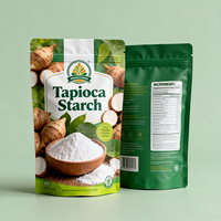Sachet Doypack transparent imprimé sur mesure pour amidon de tapioca, thermoscellable, pour emballage alimentaire, avec fermeture Ziplock
