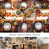 Chemin de table rustique en lin à motif floral pour l'automne, décoration de ferme pour Thanksgiving, nappe de table de cuisine lavable OEM