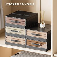 Boîte de rangement pliable empilable sous le lit en plastique pour draps, organisateur de rangement pour placard à linge, vêtements, taies d'oreiller avec fenêtre
