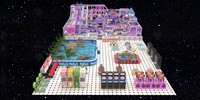 Équipement de terrain de jeux intérieur personnalisé pour enfants avec zone de jeux vidéo, labyrinthe, piscine à balles, toboggans et structures d'escalade