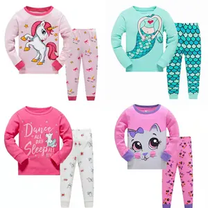 Custom Kids Pyjamas Solid Pajama Set For Kids Summer Cartoon Children Pjs Cotton Girls' Sleepwear Plain Kids Pajamas pijamas