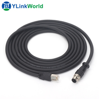 Conector personalizado M12, 2, 3, 4, 5, 6, 7, 8, 9, 10, 12, 14, 15, 16, 18, 19, 20, 24 pines DIN a RJ45 PCB, montaje en panel IP67, conector impermeable IP68
