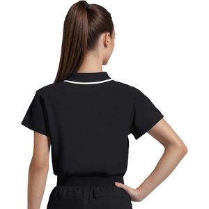 Uniformes médicos para mujer con cremallera frontal, estilo polo, un bolsillo en el pecho, tela elástica en 4 direcciones, uniformes de hospital. - Product Image 3