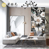 Murale artistique florale de luxe, panneau mural en mosaïque de verre naturel, murale florale personnalisée pour la décoration intérieure d'hôtel, de villa ou de chambre.