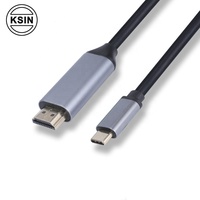 Câble USB-C 3.1 de 1,8 m pour 4K 60Hz, paire torsadée, gaine en PVC, coque en alliage d'aluminium, blindage tressé, gris foncé, CE/FCC