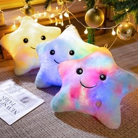 Bantal Lempar Bercahaya Warna-warni Bantal Lembut Bercahaya Boneka Mainan Mewah Bintang Lima Sudut Lucu Bantal Lempar Dekoratif Sofa