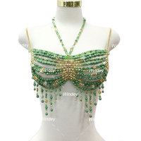 Hauts brassière en perles or rouge pour femmes dernière collection de fêtes de carnaval de sirène personnalisés