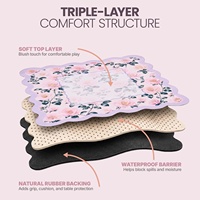 Tapis de mahjong en caoutchouc pour table (fleur rose) |   Comprend un sac de transport compatible avec les jeux de cartes et de dominos et les jeux de société