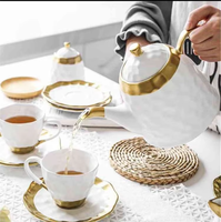 Ensemble tasse et soucoupe à expresso de luxe en porcelaine faite à la main avec bordure dorée personnalisée, écologique, capacité 250 ml