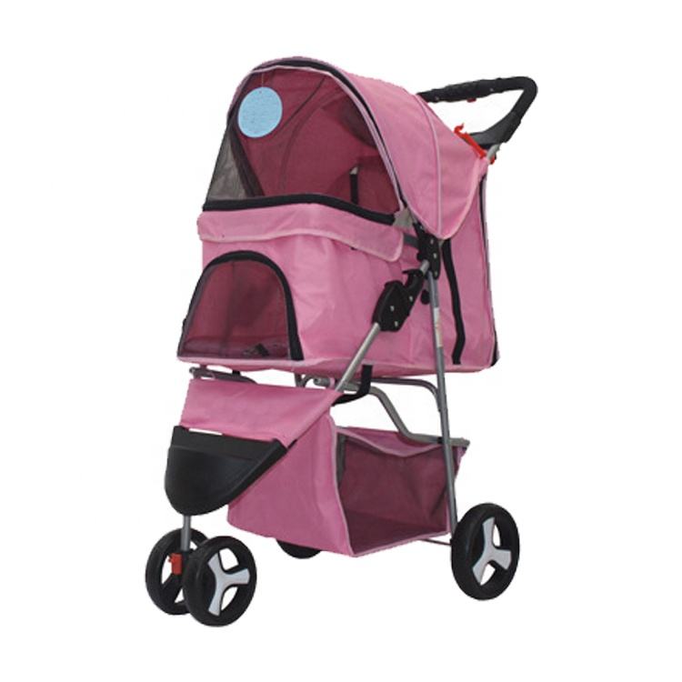 Pet Supplies Pet Stroller 3 Wheels Cat Dog Cage Stroller Travel Folding Carrier