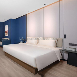 Economy Hotel Modern Bed Set <b>Light</b> Wood Bed Frame with Inset Upholstered Panel for Budget 3 <b>Star</b> Hotel Bedroom Furniture Sets - Product Image 1