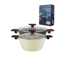 Ensemble de Batterie de Cuisine Antiadhésive en Granit avec Casseroles et Poêles, Collection Premium pour la Maison