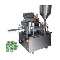 Machine de remplissage et de scellage automatique rotative multi-têtes pour yaourt, jus, lait et pâtes