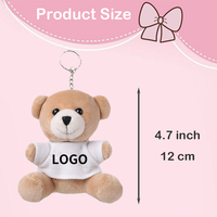 Porte-clés ours en peluche super doux personnalisé, T-shirt avec logo, cadeau promotionnel, ours en peluche, breloque de sac d'anniversaire, cadeau d'entreprise, OEM ODM