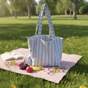 Sacs à main rayés personnalisables en gros, tendance 2026, écologiques, portables, légers, pour un usage quotidien, sacs de plage pour femmes - Product Image 5