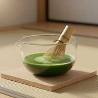 Bol à matcha traditionnel chinois en verre martelé, écologique, avec accessoires, bol à matcha en verre à double paroi