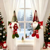 Attaches de rideau mignons en forme de gnomes de Noël Mr et Mme pour décorations de fenêtre et fournitures de décoration de Noël