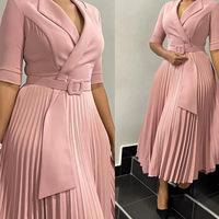 Vêtements de bureau grande taille de haute qualité pour femmes, robe élégante formelle sans manches, couleur unie, plissée, coupe ajustée